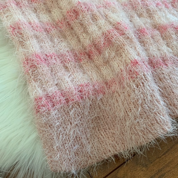NWT•Candie's Cozy & Soft Mock Neck Pullover Crop Sweater in Pink Stripe-Size L - Picture 7 of 12